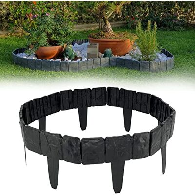 YM INTERNET Set Di 10 - Modulo Per Bordura Da Giardino Effetto Pietra - 2,5 Metri Lineari - Bordura Per Recinzione, Piantagione - Plastica Flessibile - 25 X 10 Cm (nero) YM INTERNET Set Di 10 - Modulo Per Bordura Da Giardino Effetto Pietra - 2,5 Metri Lineari - Bordura Per Recinzione, Piantagione - Plastica Flessibile - 25 X 10 Cm (nero)
