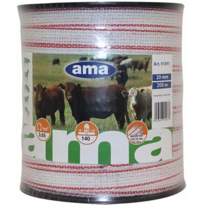 AMA Banda Per Recinti Elettrici Larghezza 20mm Lunghezza 200m Resistenza Max 140kg AMA Banda Per Recinti Elettrici Larghezza 20mm Lunghezza 200m Resistenza Max 140kg