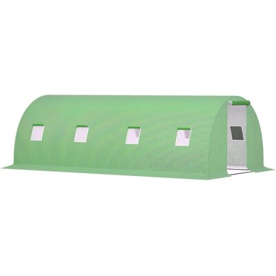 Zone Serra Da Giardino Tunnel 18 M² Dim. 6l X 3l X 2h M - 8 Finestre, Porta Avvolgibile Con Cerniera - Telaio Tubolare In Acciaio Zincato, Telo Hdpe Verde Zone Serra Da Giardino Tunnel 18 M² Dim. 6l X 3l X 2h M - 8 Finestre, Porta Avvolgibile Con Cerniera - Telaio Tubolare In Acciaio Zincato, Telo Hdpe Verde
