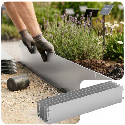 VOUNOT ® Bordatura Da Giardino In Metallo Zincato 30m, Bordo Per Aiuola Flessibile Per Prato, Spessore 0,7 Mm, 18x100 Cm, 30 Pezzi VOUNOT ® Bordatura Da Giardino In Metallo Zincato 30m, Bordo Per Aiuola Flessibile Per Prato, Spessore 0,7 Mm, 18x100 Cm, 30 Pezzi