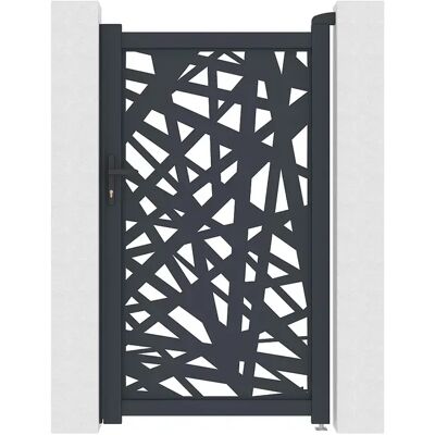 Unique Cancelletto A Battente In Alluminio Con Motivo Geometrico In Taglio Laser L103 X H181 Cm Antracite - Natafo Unique Cancelletto A Battente In Alluminio Con Motivo Geometrico In Taglio Laser L103 X H181 Cm Antracite - Natafo