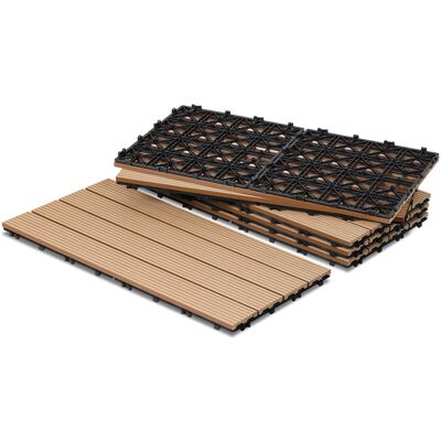 TOLLETOUR Confezione Da 48 Piastrelle Per Decking In Wpc, 4 Listelli, 8 M², 30 X 60 Cm, Teak, Piastrelle In Legno Composito Ad Incastro TOLLETOUR Confezione Da 48 Piastrelle Per Decking In Wpc, 4 Listelli, 8 M², 30 X 60 Cm, Teak, Piastrelle In Legno Composito Ad Incastro