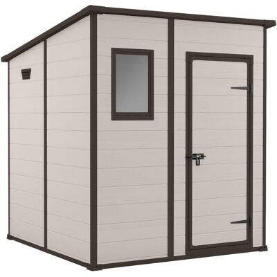 Keter Manor Pent 6x6 - Casetta Da Giardino 183,50x200x185 Cm 1 Anta Per Deposito Attrezzi Finitura Effetto Legno Graffiato In Resina Beige Keter Manor Pent 6x6 - Casetta Da Giardino 183,50x200x185 Cm 1 Anta Per Deposito Attrezzi Finitura Effetto Legno Graffiato In Resina Beige