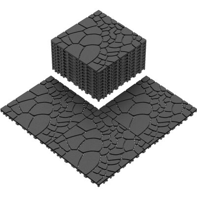 QWINERN Confezione Da 44 Piastrelle Per Esterni Effetto Pietra, Modulari Ad Incastro, Facili Da Installare, Adatte A Verande E Giardini, Colore Grigio Scuro. QWINERN Confezione Da 44 Piastrelle Per Esterni Effetto Pietra, Modulari Ad Incastro, Facili Da Installare, Adatte A Verande E Giardini, Colore Grigio Scuro.