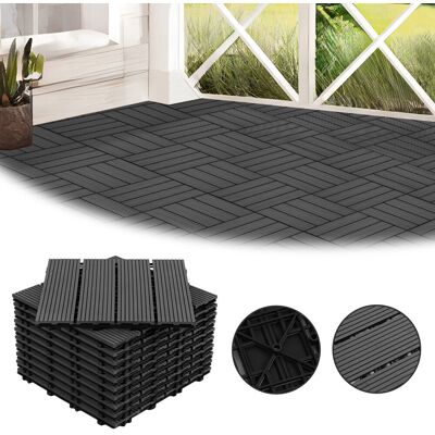 TOLLETOUR Set Di 11 Piastrelle Per Decking In Wpc, 4 Listelli Per 1 M², 30 X 30 Cm, Piastrelle In Legno Composito Ad Incastro, Antracite TOLLETOUR Set Di 11 Piastrelle Per Decking In Wpc, 4 Listelli Per 1 M², 30 X 30 Cm, Piastrelle In Legno Composito Ad Incastro, Antracite