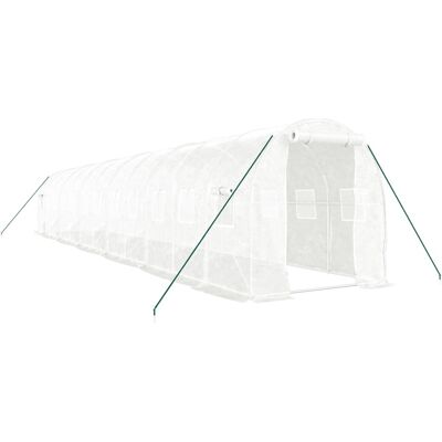 HELLOSHOP26 Serra Tenda Riparo Pianta Fiore Verdura Con Telaio In Acciaio 24 M² 12 X 2 X 2 M Bianco 020044559 HELLOSHOP26 Serra Tenda Riparo Pianta Fiore Verdura Con Telaio In Acciaio 24 M² 12 X 2 X 2 M Bianco 020044559