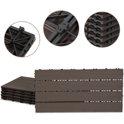 TOLLETOUR Confezione Da 60 Piastrelle Per Decking In Wpc, 4 Listelli, 10 M², 30 X 60 Cm, Marrone Caffè, Piastrelle In Legno Composito Con Clip TOLLETOUR Confezione Da 60 Piastrelle Per Decking In Wpc, 4 Listelli, 10 M², 30 X 60 Cm, Marrone Caffè, Piastrelle In Legno Composito Con Clip