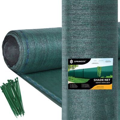SPRINGOS Rete Ombreggiante Mascherante 62% 1,5x50m Per Recinzione + Fasce 200 Pezzi Uv SPRINGOS Rete Ombreggiante Mascherante 62% 1,5x50m Per Recinzione + Fasce 200 Pezzi Uv