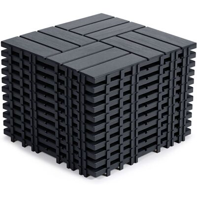 WOLKETON Pavimento Esterno In Plastica 110 Piastrelle 30x30x2 Cm, Antracite, Design A 12 Listelli, Posa Senza Colla WOLKETON Pavimento Esterno In Plastica 110 Piastrelle 30x30x2 Cm, Antracite, Design A 12 Listelli, Posa Senza Colla