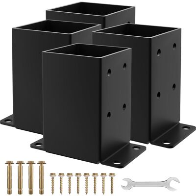 OEM Confezione Da 4 Basi Per Pali Da 4" X 4", Dimensioni Interne 3,5" X 3,5", Staffe Per Pali In Metallo Verniciato A Polvere Nera Resistente, Per Ponte Di Supporto, Pergola OEM Confezione Da 4 Basi Per Pali Da 4" X 4", Dimensioni Interne 3,5" X 3,5", Staffe Per Pali In Metallo Verniciato A Polvere Nera Resistente, Per Ponte Di Supporto, Pergola