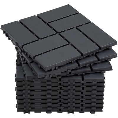 JIUBIAZ Set Di 11 Piastrelle Per Terrazza 1 M², 30 X 30 Cm 8 Listelli, Piastrelle In Plastica, Piastrelle A Incastro Antracite JIUBIAZ Set Di 11 Piastrelle Per Terrazza 1 M², 30 X 30 Cm 8 Listelli, Piastrelle In Plastica, Piastrelle A Incastro Antracite