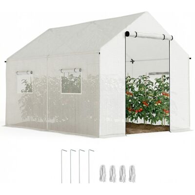 OEM Serra A Tunnel 2x3x2 M Con Porte E Finestre Avvolgibili E Tetto A Punta, In Acciaio E Pe, Bianco OEM Serra A Tunnel 2x3x2 M Con Porte E Finestre Avvolgibili E Tetto A Punta, In Acciaio E Pe, Bianco