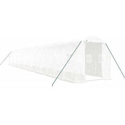 HELLOSHOP26 Serra Tenda Riparo Pianta Fiore Verdura Con Struttura In Acciaio 32 M² 16 X 2 X 2 M Bianco 020044573 HELLOSHOP26 Serra Tenda Riparo Pianta Fiore Verdura Con Struttura In Acciaio 32 M² 16 X 2 X 2 M Bianco 020044573