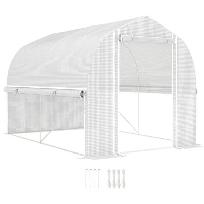 Zone Serra Polytunnel 3 X 2 X 2 M Con Pareti Laterali Avvolgibili, Copertura In Plastica Resistente Ai Raggi Uv E Struttura In Acciaio, Bianco Zone Serra Polytunnel 3 X 2 X 2 M Con Pareti Laterali Avvolgibili, Copertura In Plastica Resistente Ai Raggi Uv E Struttura In Acciaio, Bianco