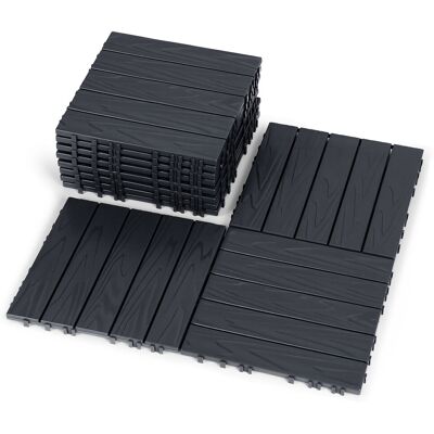 WOLKETON Pavimento Esterno In Plastica 11 Piastrelle 30x30x2 Cm, Antracite, Motivo Rilievo 5 Listelli, Posa Senza Colla WOLKETON Pavimento Esterno In Plastica 11 Piastrelle 30x30x2 Cm, Antracite, Motivo Rilievo 5 Listelli, Posa Senza Colla