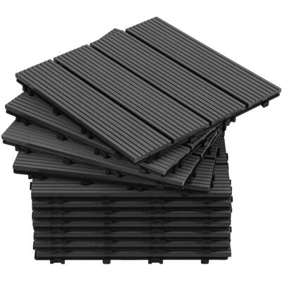 WOLKETON Confezione Da 99 Piastrelle Per Decking In Wpc, 4 Listelli, 9 M², 30 X 30 Cm, Piastrelle In Legno Composito Ad Incastro, Antracite WOLKETON Confezione Da 99 Piastrelle Per Decking In Wpc, 4 Listelli, 9 M², 30 X 30 Cm, Piastrelle In Legno Composito Ad Incastro, Antracite