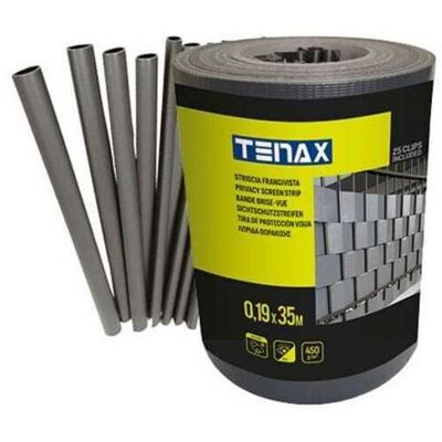 TENAX Striscia Frangivista In Pvc Antracite 0,19x35 M Con Clip Fissaggio TENAX Striscia Frangivista In Pvc Antracite 0,19x35 M Con Clip Fissaggio