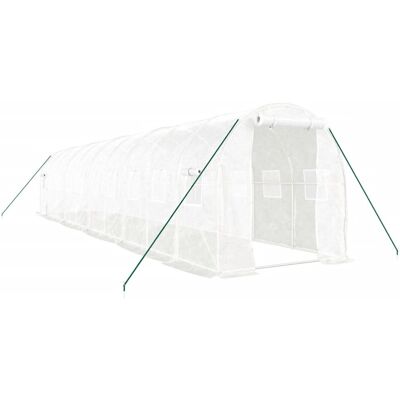 HELLOSHOP26 Serra Tenda Riparo Pianta Fiore Verdura Con Struttura In Acciaio 20 M² 10 X 2 X 2 M Bianco 020044555 HELLOSHOP26 Serra Tenda Riparo Pianta Fiore Verdura Con Struttura In Acciaio 20 M² 10 X 2 X 2 M Bianco 020044555
