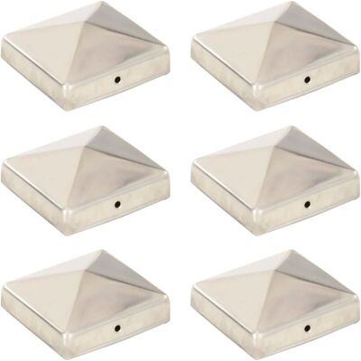 VIDAXL Tappi Per Pali A Piramide 6 Pz In Acciaio Inox 81x81 Mm - VIDAXL Tappi Per Pali A Piramide 6 Pz In Acciaio Inox 81x81 Mm -