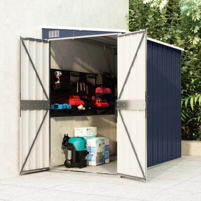 VIDAXL Capanno Da Giardino A Parete Antracite 118x194x178 Cm Acciaio - VIDAXL Capanno Da Giardino A Parete Antracite 118x194x178 Cm Acciaio -