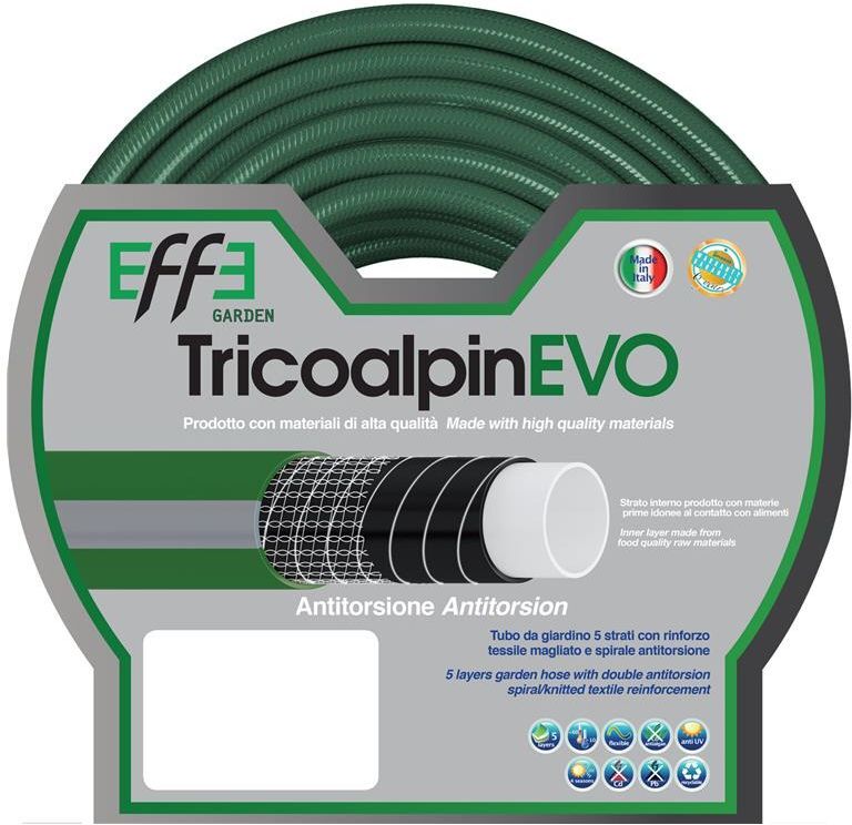 EFFE Tubo Tricoalpin Evo bianco-verde 5 strati 1/2 25 mt - giardino irigazione giardinaggio