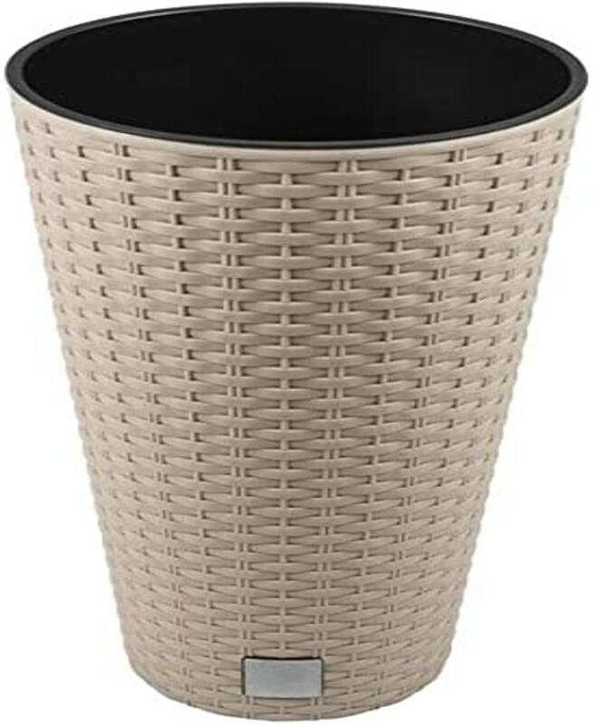 UNBEKANNT Vaso di fiori vaso vaso superficie rotonda imitazione rattan inserto Mocca abitazioni drtus incl. 8 litri -