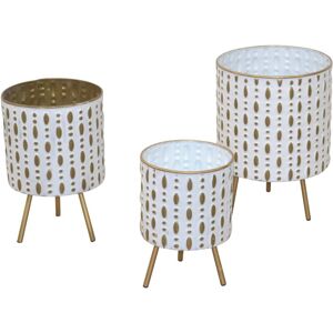 DÉCOSHOP26 - Set Di 3 Vasi Da Fiori In Metallo Con Superficie Bianco Crema Eta05029 DÉCOSHOP26 - Set Di 3 Vasi Da Fiori In Metallo Con Superficie Bianco Crema Eta05029