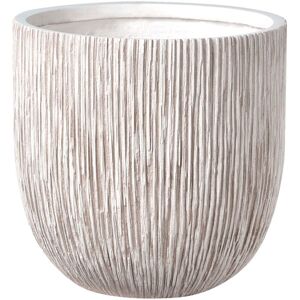 BELIANI Vaso Da Fiori Rotondo Decorativa In Fibra Di Argilla 42 X 42 X 39 Cm Beige Chiaro Hanyue BELIANI Vaso Da Fiori Rotondo Decorativa In Fibra Di Argilla 42 X 42 X 39 Cm Beige Chiaro Hanyue