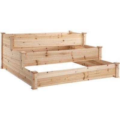 Outsunny - Lettino Per Orto Rialzato 3 Livelli Fioriera In Legno Outsunny - Lettino Per Orto Rialzato 3 Livelli Fioriera In Legno