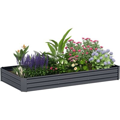 Zone Fioriera Esterna Fioriera Quadrata Zincata Con Bordo Di Sicurezza E Fondo Aperto 240 X 120 X 30 Cm Grigio Scuro Zone Fioriera Esterna Fioriera Quadrata Zincata Con Bordo Di Sicurezza E Fondo Aperto 240 X 120 X 30 Cm Grigio Scuro
