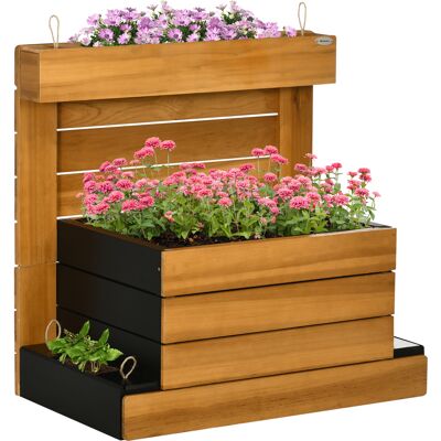 Zone Aiuola Rialzata Con 4 Fioriere, Sistema Di Autoirrigazione, Rivestimento In Tessuto Non Tessuto, Resistente Alle Intemperie, 79.5 Cm X 49.5 Cm X 80 Cm Zone Aiuola Rialzata Con 4 Fioriere, Sistema Di Autoirrigazione, Rivestimento In Tessuto Non Tessuto, Resistente Alle Intemperie, 79.5 Cm X 49.5 Cm X 80 Cm