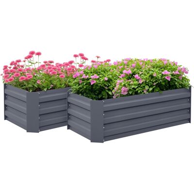Zone Lotto Di 2 Orti Rialzati Dim. 100l X 50l X 30h Cm - Lamiera D'Acciaio Ondulata Grigio Zone Lotto Di 2 Orti Rialzati Dim. 100l X 50l X 30h Cm - Lamiera D'Acciaio Ondulata Grigio
