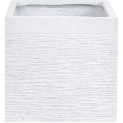 BELIANI Vaso Da Giardino Per Esterni Geometrico Quadrato In Pietra 30x30x28 Cm Bianco Paros BELIANI Vaso Da Giardino Per Esterni Geometrico Quadrato In Pietra 30x30x28 Cm Bianco Paros