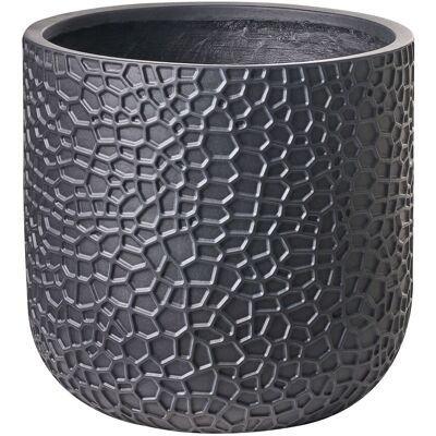 BELIANI Fioriera Decorativa Rotonda In Fibra Di Argilla 43 X 43 X 42 Cm Nero Yuhua BELIANI Fioriera Decorativa Rotonda In Fibra Di Argilla 43 X 43 X 42 Cm Nero Yuhua