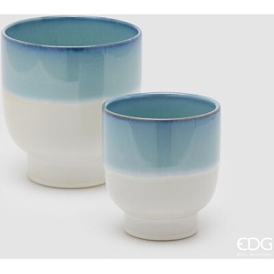EDG Enzo De Gasperi Set 2 Vasi Cachepot Nuance Piede Blu Ceramica EDG Enzo De Gasperi Set 2 Vasi Cachepot Nuance Piede Blu Ceramica