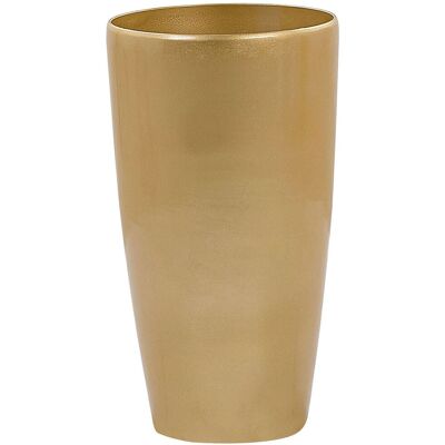 BELIANI - Vaso Da Fiori Dorato Moderno Di Pietra Con Fibra Di Vetro 32 X 32 X 58 Cm Tseria BELIANI - Vaso Da Fiori Dorato Moderno Di Pietra Con Fibra Di Vetro 32 X 32 X 58 Cm Tseria