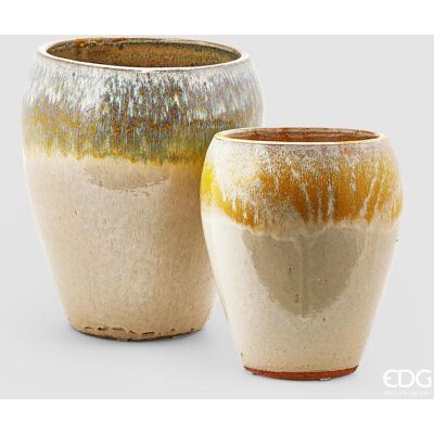 EDG Enzo De Gasperi Set 2 Pz Vaso Glaze Bombato H 42 Cm H 32 Cm Waterproof Multicolor EDG Enzo De Gasperi Set 2 Pz Vaso Glaze Bombato H 42 Cm H 32 Cm Waterproof Multicolor