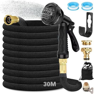 Neptune Tubo Da Giardino Espandibile Da 30 M, Tubo Da Giardino Flessibile Con Raccordi In Ottone Da 3/4" E 1/2", Testina Di Spruzzatura A 8 Funzioni, Con Borsa Portaoggetti, Per Giardino, Camper Neptune Tubo Da Giardino Espandibile Da 30 M, Tubo Da Giardino Flessibile Con Raccordi In Ottone Da 3/4" E 1/2", Testina Di Spruzzatura A 8 Funzioni, Con Borsa Portaoggetti, Per Giardino, Camper