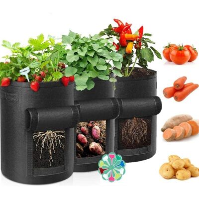 OEM Set Di 3 Sacchi Per La Semina Di Patate, Sacco Da Giardino In Tessuto Non Tessuto Da 10 Galloni, Sacco Per Patate Con Finestra E Maniglia, Grande Sacco Da Orto Per Fragole, Pomodori E Altri Ortaggi OEM Set Di 3 Sacchi Per La Semina Di Patate, Sacco Da Giardino In Tessuto Non Tessuto Da 10 Galloni, Sacco Per Patate Con Finestra E Maniglia, Grande Sacco Da Orto Per Fragole, Pomodori E Altri Ortaggi