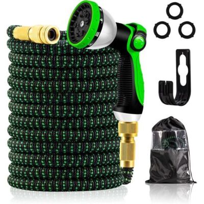 OEM Tubo Da Giardino Estensibile - Raccordi Regolabili Da 1/2" E 3/4" - 9 Modalità Di Getto - Supporto A Parete Incluso - 15 Metri OEM Tubo Da Giardino Estensibile - Raccordi Regolabili Da 1/2" E 3/4" - 9 Modalità Di Getto - Supporto A Parete Incluso - 15 Metri