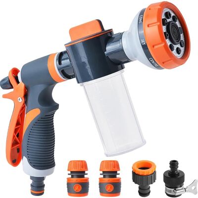 OEM Pistola A Spruzzo Da Giardino, 8 Getti Regolabili, Con 4 Interfacce Per Lavare Auto, Giardini, Piante E Animali Domestici OEM Pistola A Spruzzo Da Giardino, 8 Getti Regolabili, Con 4 Interfacce Per Lavare Auto, Giardini, Piante E Animali Domestici