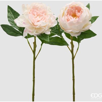EDG Ramo Peonia Con Foglie Bianco H 58 EDG Ramo Peonia Con Foglie Bianco H 58