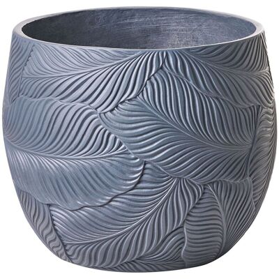 BELIANI Vaso Da Fiori Per Uso Esterno E Interno In Fibra Di Argilla Con Motivo A Foglie Rotonde 47 X 47 X 43 Cm Dipinto In Grigio Baiyun BELIANI Vaso Da Fiori Per Uso Esterno E Interno In Fibra Di Argilla Con Motivo A Foglie Rotonde 47 X 47 X 43 Cm Dipinto In Grigio Baiyun