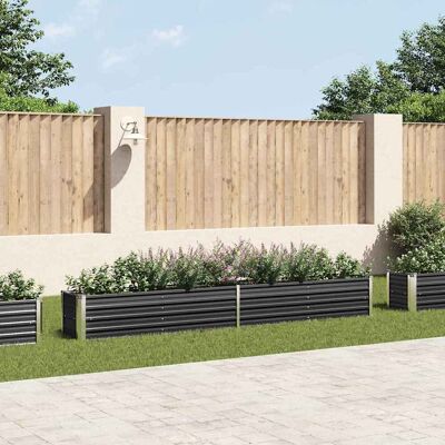Fioriera da Giardino in Acciaio Zincato 320x40x45cm Antracite - Cama Elevata Fioriera da Giardino in Acciaio Zincato 320x40x45cm Antracite - Cama Elevata