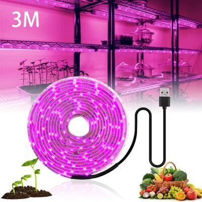 AULEDIO Lampada Led Per Piante 5 V, Luce Di Coltivazione Led Per Crescita E Fioritura, Lampada A Spettro Completo Con Usb, Striscia Luminosa Da Interno 3 M, Impermeabile AULEDIO Lampada Led Per Piante 5 V, Luce Di Coltivazione Led Per Crescita E Fioritura, Lampada A Spettro Completo Con Usb, Striscia Luminosa Da Interno 3 M, Impermeabile