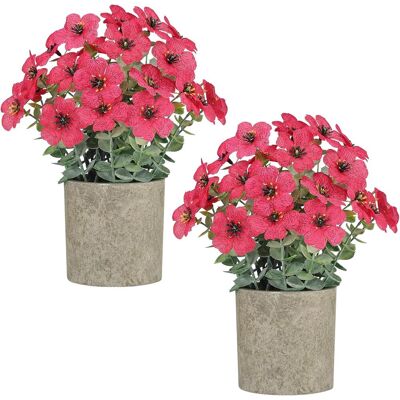 AULEDIO Lote De 2 Plantas Artificiales En Maceta Con Flores Y Hojas De Eucalipto, Decoración Para Hogar, Oficina Y Baño – Rojo Rosado AULEDIO Lote De 2 Plantas Artificiales En Maceta Con Flores Y Hojas De Eucalipto, Decoración Para Hogar, Oficina Y Baño – Rojo Rosado