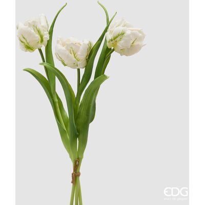 EDG Enzo De Gasperi Bouquete Tulipano Parrot X3 H 40 Cm Con Bocciolo Bianco EDG Enzo De Gasperi Bouquete Tulipano Parrot X3 H 40 Cm Con Bocciolo Bianco