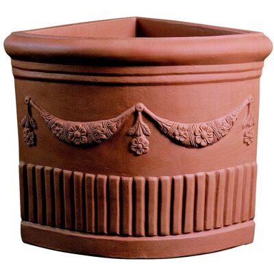 ELBI - Vaso Resina Angolare Doppio Festone Cm. 49 Terracotta ELBI - Vaso Resina Angolare Doppio Festone Cm. 49 Terracotta