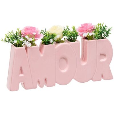 ATMOSPHERA Composizione Floreale Love Rosa H14cm - Créateur D'Intérieur ATMOSPHERA Composizione Floreale Love Rosa H14cm - Créateur D'Intérieur