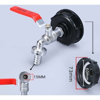 OEM Adattatore Serbatoio Ibc 1000 L, Lotto Di 2, Doppio Rubinetto In Ottone Pp, Filetatura Grossa 60 Mm (1/2") OEM Adattatore Serbatoio Ibc 1000 L, Lotto Di 2, Doppio Rubinetto In Ottone Pp, Filetatura Grossa 60 Mm (1/2")
